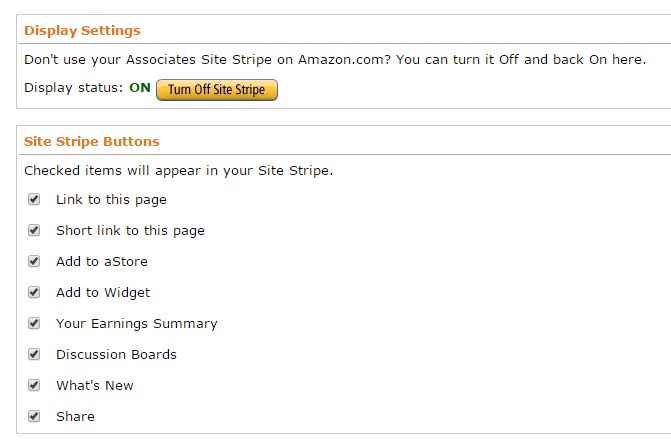 Amazon Affiliate Display Stripe Options
